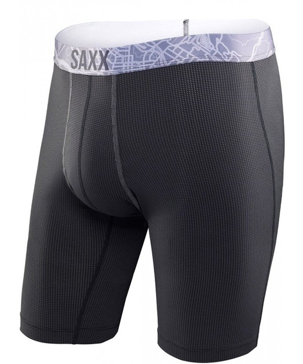 Saxx Men's Quest 2.0 Modern Fit Long Leg Boxer - Black/Dark Charcoal ...