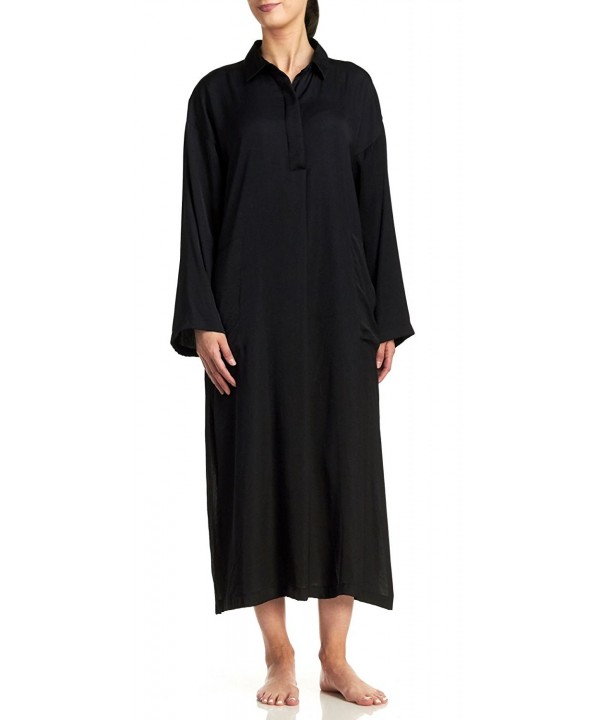 Women's Evolving Ethos Long Sleeve Maxi Sleepshirt - Black - CY12NV2RHI0