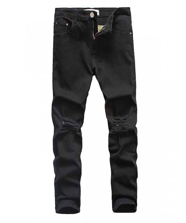 Men's Stretch Ripped Destroyed Skinny Denim Jeans - Bj577 Black ...