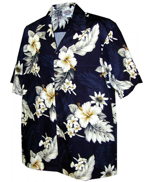 Plumeria Hibiscus-Hawaiian Shirts - Navy - CE11JKDZ3HP