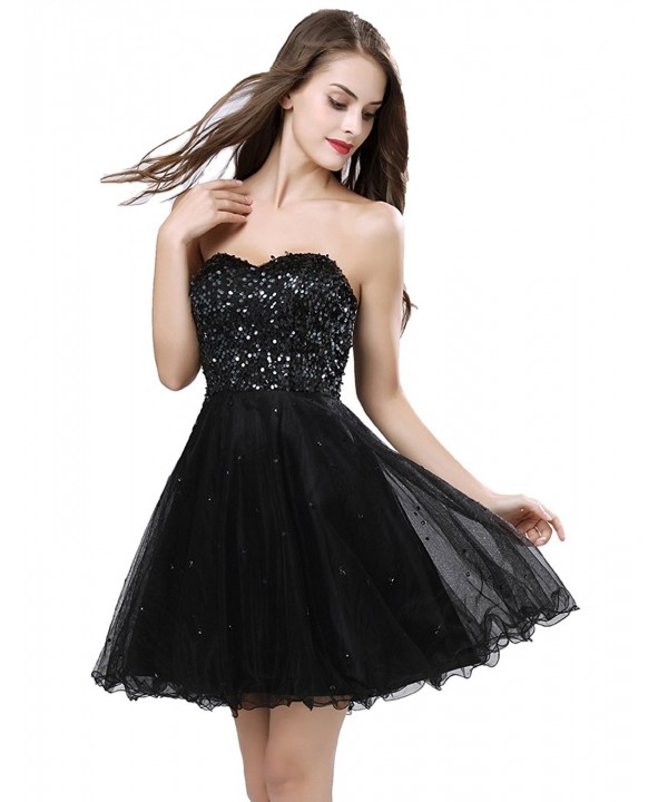 Women's Short Prom Dresses 2018 Tulle Homecoming Ball Gown - Black ...