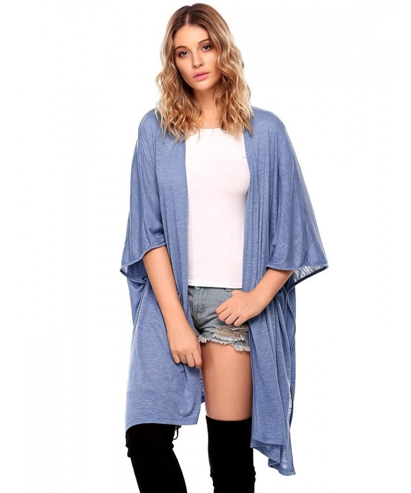 Women's 3/4 Sleeve Draped Open Front Lightweight Cardigan Sweater ...