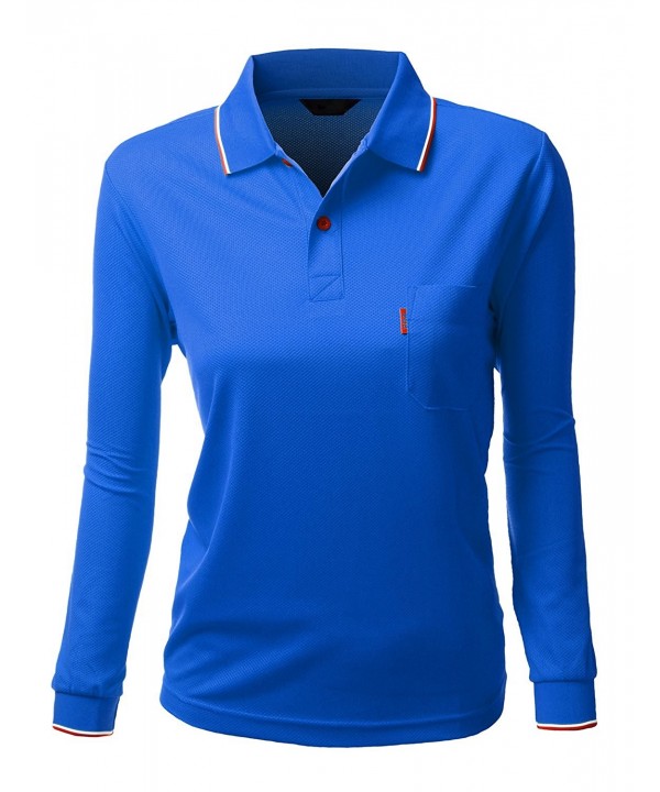 Womens Basic Collar Polo Long Sleeve Pocket Point T Shirt Kwttl0170 Blue C311pc2ezyz 3952