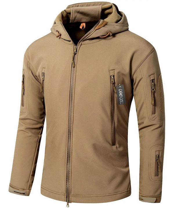 Men's Outdoor Soft Shell Hooded Tactical Jacket - Earth - CB11VBNREZL