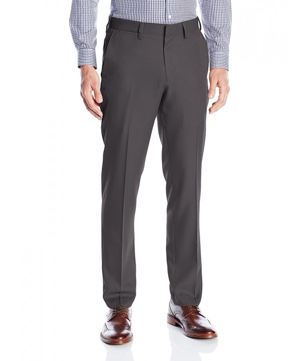 Men's Slim Fit Flat Front Micro Touch Dress Pant - Charcoal - C712DN7M6C3