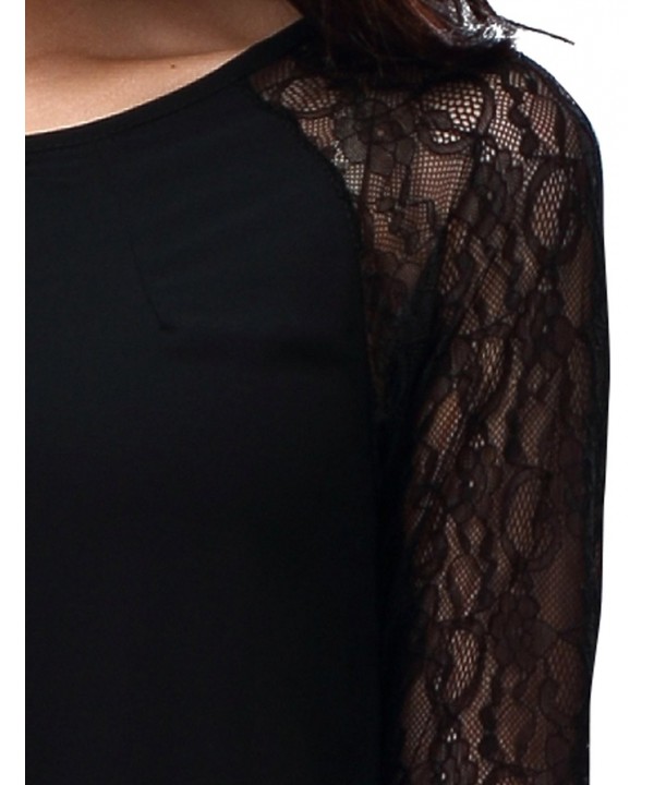 Dress- Women Lace In Point Chiffon Cocktail Clubwear - Black - CY11Y4JC6GB