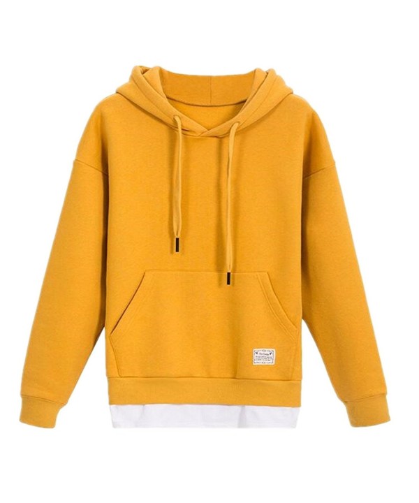 Mens Solid Hoodies Fake Two Piece 