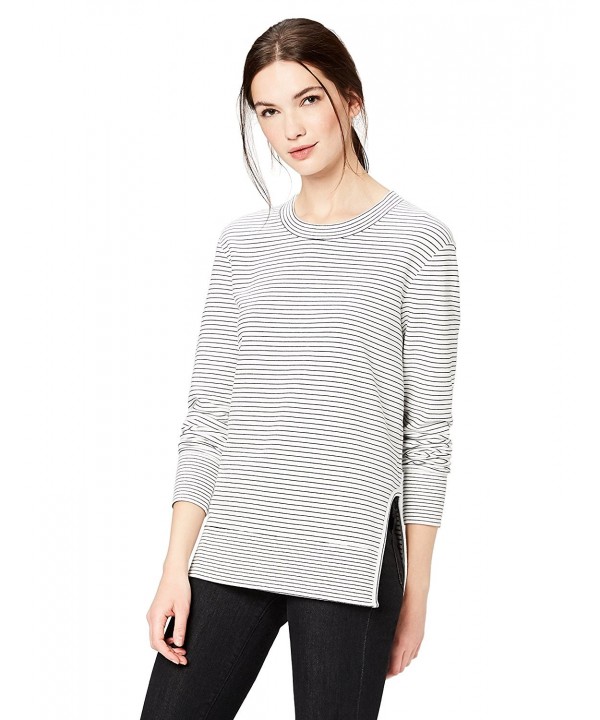 Women's Terry Cotton and Modal Pullover With Side Cutouts - Black-white ...