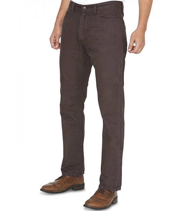 Men's Straight Fit Canvas Jeans - Comfort Cotton Casual Pants - CR186H3KDL8