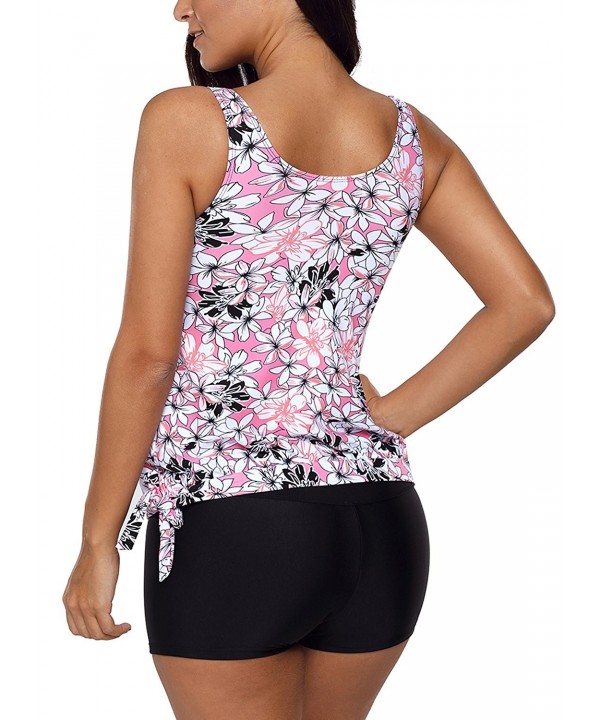 Women's Printed Tie Side Two Piece Tankini Tops With Skirt/Short ...