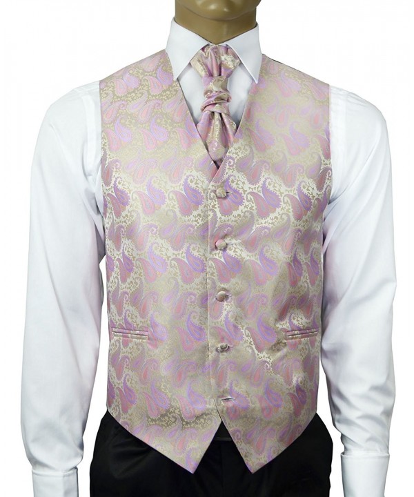 Cashmere Rose and Gold Wedding Vest with Tie- Cravat- Pocket Square and ...