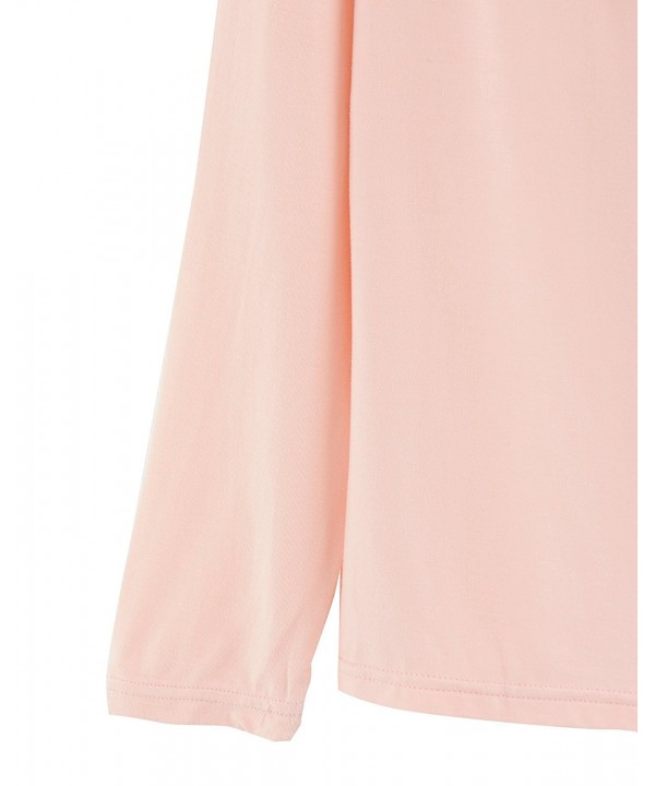 Women's Round Neck Sleepwear Long Sleeves Pajama Set - Light Pink ...