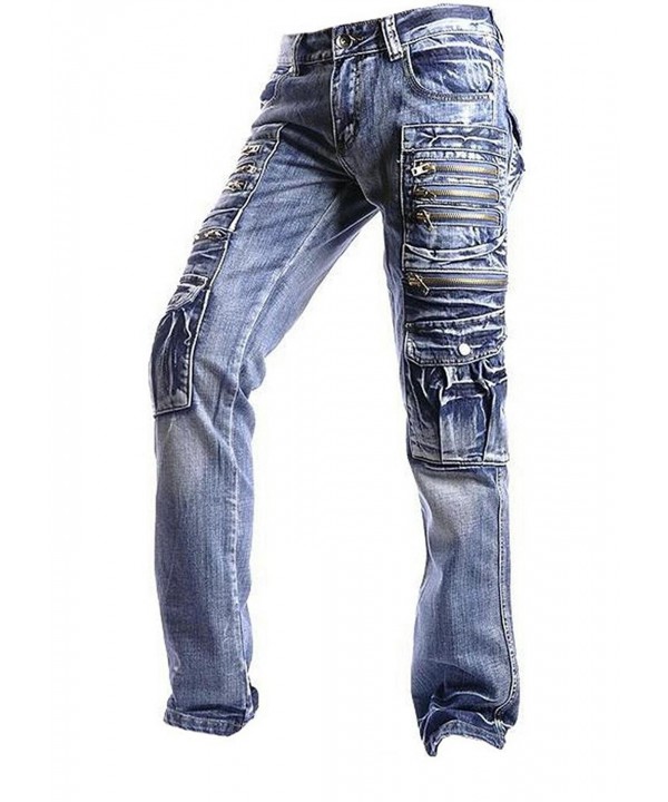Men's Casual Washed Denim Long Straight-Leg Pants Jeans J009 - J002 ...