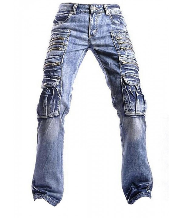 Men's Casual Washed Denim Long Straight-Leg Pants Jeans J009 - J002 ...