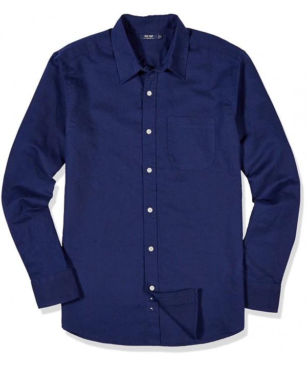 Men's Standard-Fit Long-Sleeve Woven Shirt - Navy - CG186EGL56I