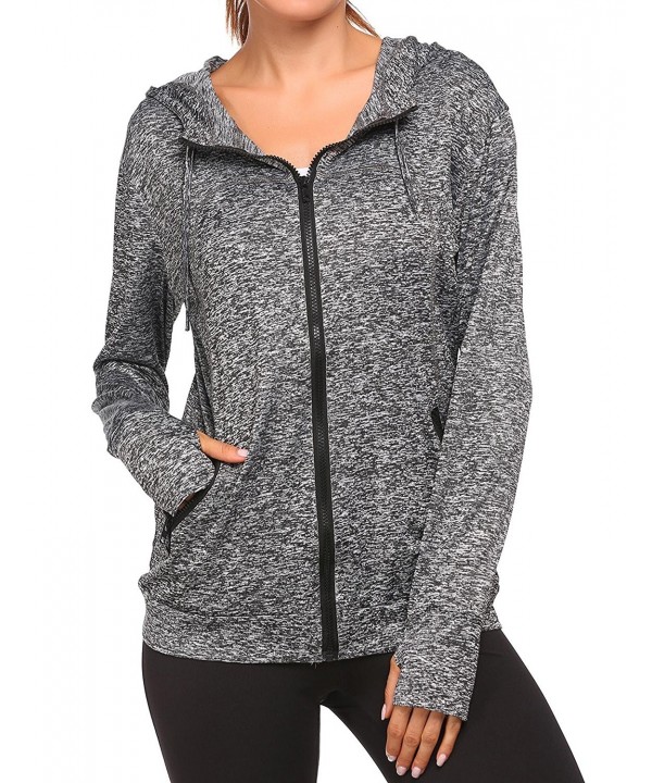 Women's Lightweight Active Performance Fast-Dry Full-zip Hoodie Jacket ...