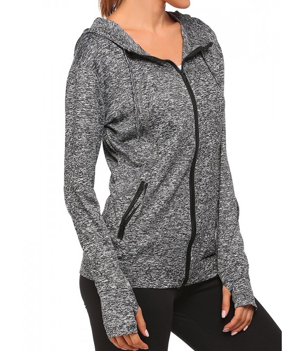 Women's Lightweight Active Performance Fast-Dry Full-zip Hoodie Jacket ...