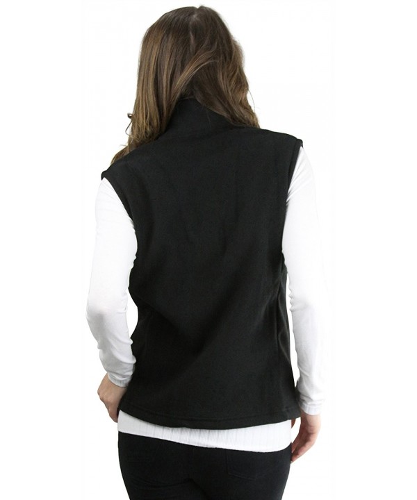 Women's Zip Up Sleeveless Polar Fleece Vest - Black - CK188X6U8Y9