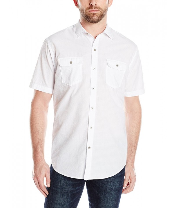 Men's Short Sleeve Indigo Twill Shirt - White Bright White - C5120ILNZBX