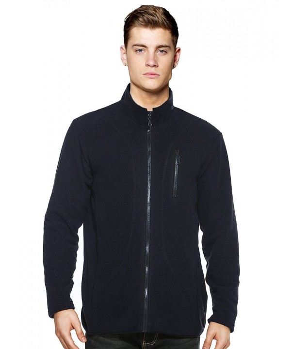 Men's Outdoor Zipper Pocket Jacket Full Zip Stand Collar Polar Fleece ...